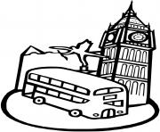 Coloriage big ben horloge autobus rouge angleterre