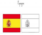 Coloriage drapeaux espagne noir et blanc et couleurs