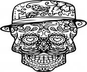 Coloriage squelette halloween chapeau