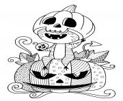 Coloriage un monstre sur une citrouille pour halloween