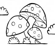 Coloriage champignons avec nuage