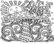 Coloriage champignon mandala adulte