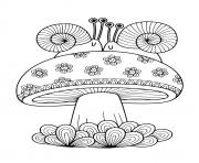 Coloriage champignon adulte avec deux escargots