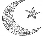 Coloriage etoile et lune mandala