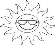 Coloriage soleil chaleur sourire avec lunette