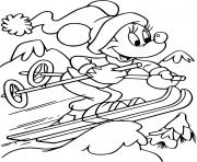 Coloriage minnie mouse pret a sauter ski alpin sport hiver