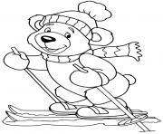 Coloriage ourson skieur ski de montagne