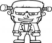 Coloriage Cartoon Frankenstein en costume