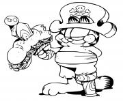 Coloriage garfield le pirate avec un hamburger