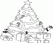 Coloriage sapin noel avec cadeaux