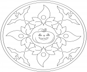 Coloriage halloween mandala citrouille et chauves souris facile maternelle