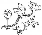 Coloriage dragon facile avec un ballon de anniversaire