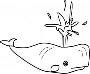 Coloriage simple baleine en mer