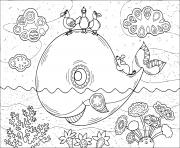 Coloriage baleine adulte mandala dans la mer