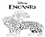 Coloriage camilo un adolescent sur un tigre film encanto disney