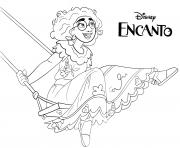 Coloriage Mirabel sur une balancoire Encanto disney