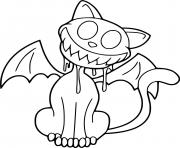 Coloriage chat en chauve souris qui fait peur