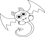 Coloriage mignon diable chauve souris kawaii