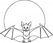 Coloriage petite chauve souris et la lune