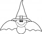 Coloriage petite chauve souris avec chapeau de sorciere