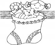 Coloriage poupee et ours en peluche bas de noel sur le manteau du foyer