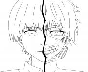 Coloriage deux visages de ken kaneki