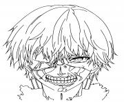 Coloriage ken kaneki visage epeurant Tokyo Ghoul