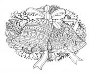 Coloriage cloches de noel guirlande et couronne noel