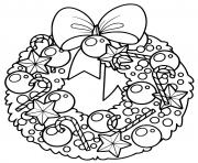 Coloriage belle couronne de noel avec decorations