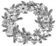 Coloriage couronne de noel zentangle