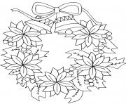 Coloriage couronne de noel avec fleurs et cloches