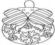 Coloriage boule de noel pour sapin flocons de neige et ruban