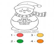 Coloriage bonhomme de neige avec un cadeau magique noel