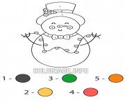 Coloriage bonhomme de neige avec des lumieres de noel dessin par numero