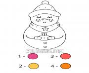 Coloriage bonhomme de neige avec un chocolat chaud pour se rechauffer magique noel