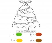 Coloriage sapin de noel avec un ruban rouge magique noel facile