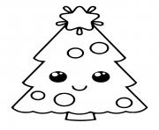 Coloriage sapin facile kawaii mignon maternelle