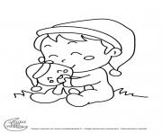 Coloriage titounis nounours noel bebe