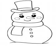 Coloriage bonhomme de neige kawaii souriant en hiver