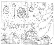 Coloriage decembre cadeaux boules et sapin de noel