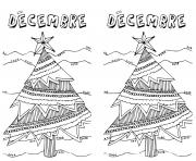 Coloriage decembre sapin de noel mandala