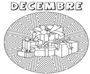 Coloriage decembre mandala cadeaux de noel