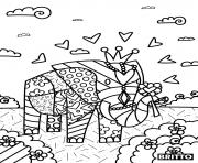 Coloriage elephant animaux par romero britto