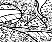 Coloriage maison arbre fleurs par britto