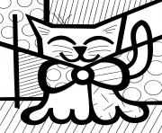 Coloriage cute cat by romero britto