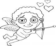 Coloriage cupidon avec des grands yeux coeurs