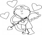 Coloriage cupidon avec des coeurs enfant