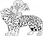 Coloriage Antonio with Jaguar and Toucans