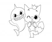 Coloriage baby shark et son ami le renard