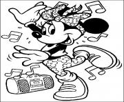 Coloriage minnie danse sur de la musique